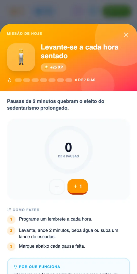 Tela de missão do dia